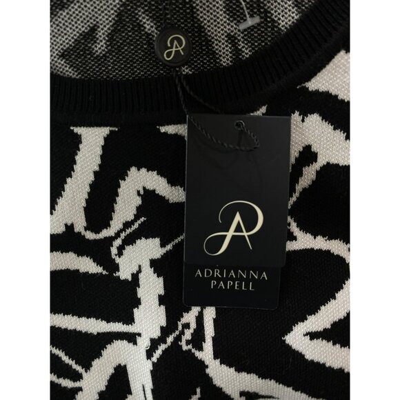 Adrianna Papell Black & White Abstract Valentines Heart Sweater Women’s Medium - Picture 4 of 9